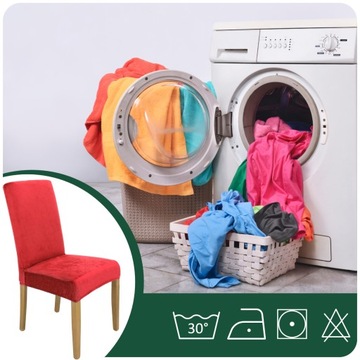 ZESTAW 4SZT. POKROWCE POKROWIEC NA KRZESŁO CZERWONY WELUR ELASTCZYNY GRUBY