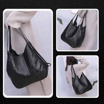 BAG Черная вместительная большая женская сумка через плечо Shopper