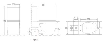 КОМПАКТНЫЙ УНИТАЗ БЕЗОБОДКИ, вертикальный + МЕДЛЕННО ЗАКРЫВАЮЩЕЕ СИДЕНЬЕ