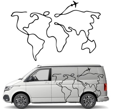 Samolepka Grafika na karavan auto Obrys Mapa Světa Travel 90x134