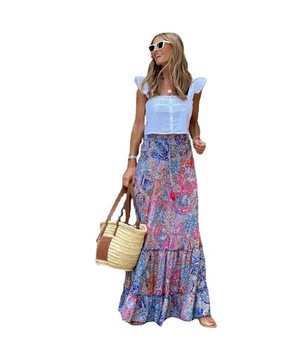 ZWIEWNA DŁUGA SPÓDNICA MAXI DO KOSTEK BOHO DAMSKA