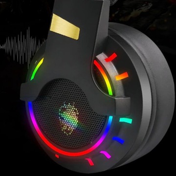 SŁUCHAWKI GAMINGOWE RGB LED MIKROFON USB JACK