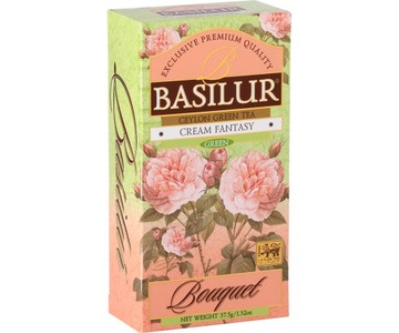 Herbata zielona CREAM FANTASY Basilur TRUSKAWKA WANILIA torebki - 25x1,5 g