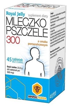 Mleczko pszczele 300mg Apipol Farma 45 tabletek MLECZKO PSZCZELE