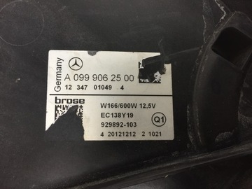MERCEDES GLE W166 15-19 VENTILÁTOR A0999062500 USA