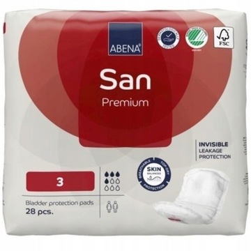 PIELUCHY WKŁADY ANATOMICZNE ABENA SAN 3 28sz na nietrzymanie moczu podpaski