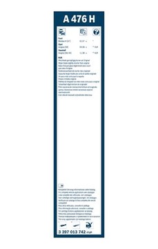 Bosch wycieraczka A476H Aerotwin 475mm FORD MONDEO OPEL INSIGNIA 03.07-