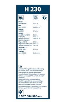Bosch pióro wycieraczki tył H230 Twin 230mm 3 397 004 560