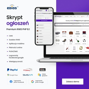 Skrypt Ogłoszeniowy + APP Mobile | PL, UA, ENG, DE