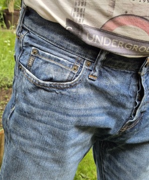 Spodnie jeansowe Abercrombie Fitch 34 jeansy przetarcia Classic Straight 