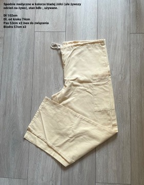 Żółte spodnie medyczne biodra 57 cm x2 M/L