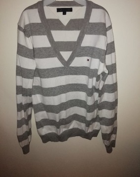 Sweter bluzka Tommy Hilfiger r36 szary biały pasy 