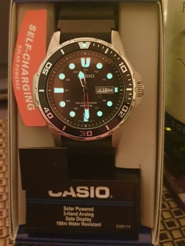 Zegarek Casio Solar Diver MTP-S110-1AV day date 