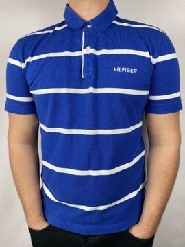 Koszulka Polo Tommy Hilfiger XL w paski niebieska