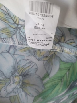 Sukienka   biała  w kwiaty koktajlowa  River Island  Roz.40/42