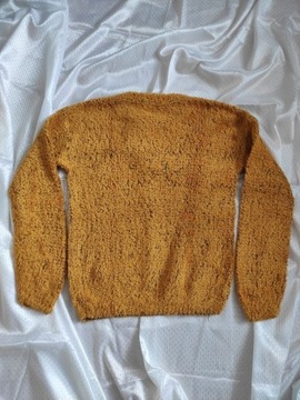 Bawełniany musztardowy sweter Bershka misio S