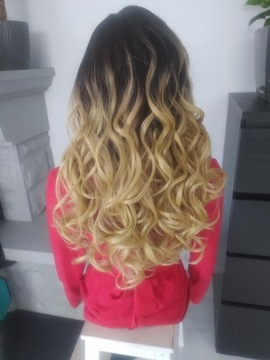 Peruka piękne loki blond ombre monotop mikroskóra