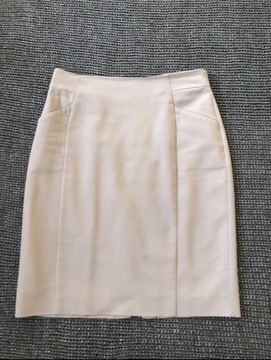 H&M spódnica z bawełny ołówkowa S kremowy beżowy