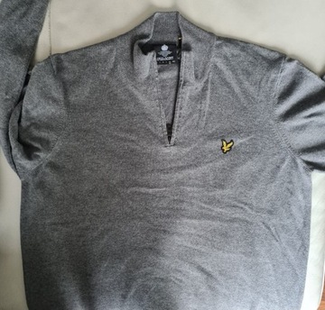 Lyle & Scott męski sweter szary szkocki halfzip