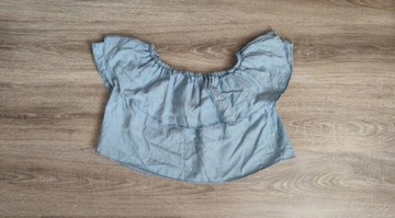 Bluzka jeans z falbanami top Zara XS 