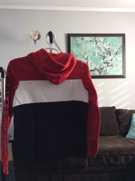 Bluza Hollister rozmiar L czerwono-biało-czarna
