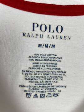 T-shirt w serek Polo Ralph Lauren M biały