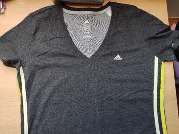 Szary t-shirt, bluzka Adidas L