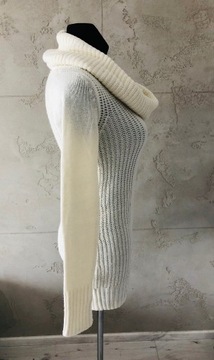 H&M kremowy golf tunika sweter ciepły XS 34 