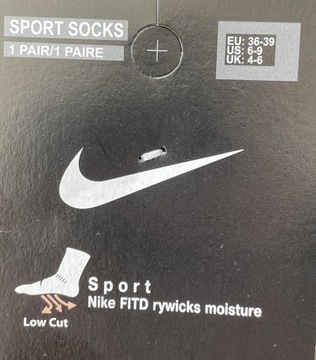 Nike Wysokie Czarne Skarpety 36/39(1 para)