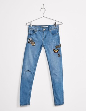 NOWE SPODNIE JEANS NASZYWKI BERSHKA BSK 34  