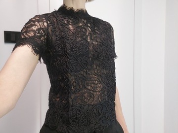 Czarna koronkowa bluzka - Zara 36 S - top