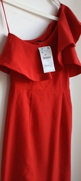 Sukienka Zara Basic S 36 czerwona ołówkowa