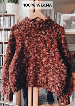 Sweter wełniany ręcznie robiony handmade gruby