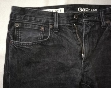 Czarne (denim) jeansy GAP straight, rozmiar 30/32