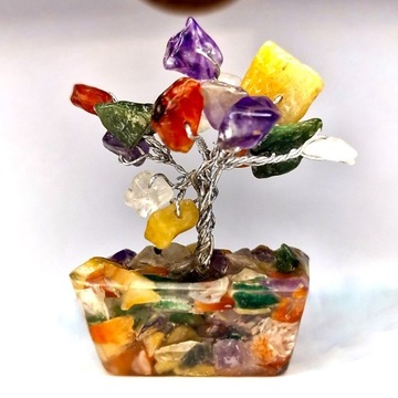 Mini Drzewko szczęścia figurka Mix kamieni