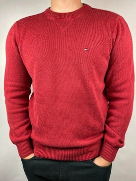 Sweter z okrągłym dekoltem Tommy Hilfiger M czerwony
