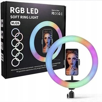 MJ26 selfie statyw lampa LED RGB 10'' kolorowe