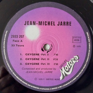Jean Michel Jarre  Oxygene 1976  EX+ 