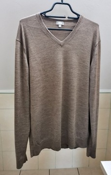 Sweter Uniqlo 100% wełna beżowy męski 40 L bdb 