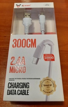 Kabel USB 2,4A  micro 300cm 