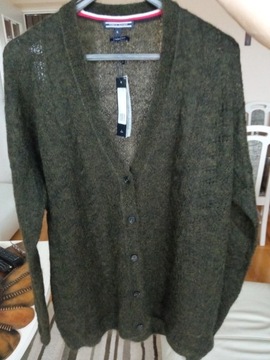 Sweter wełniany rozpinany Tommy Hilfiger XL