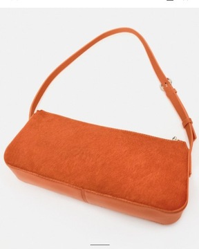 Skórzana torebka z włosiem pomarańczowa