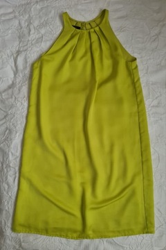 Prosta limonkowa sukienka mini Mango xs  34