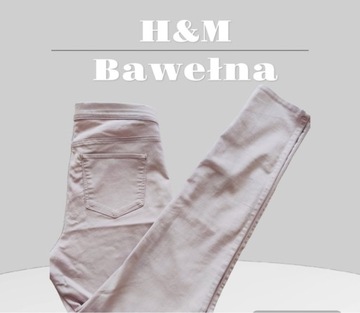 Spodnie pudrowy brudn róż łososiowy H&M 40 bawełna