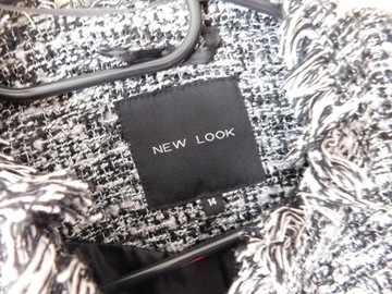 New Look czarny biały midi płaszcz 40 42 14