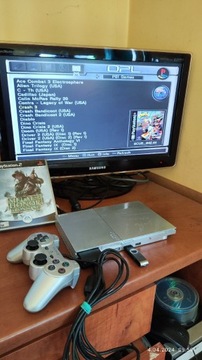 Ps2 Slim srebrna + pad +8MB FMCB,128gb USB plomba 