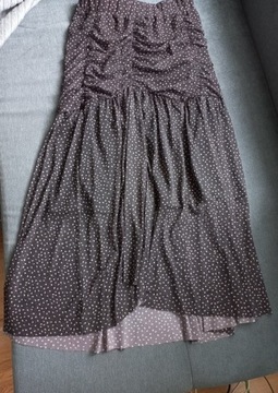 Spódnica ciemnobrązowa z czarną mini halką S