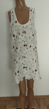 top tunika ażurowa sukienka białe kwiatki atmosphe