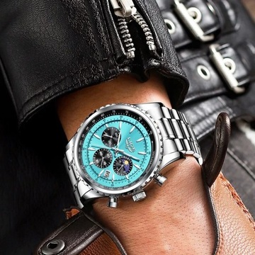 Zegarek Męski Luksusowy Kwarcowy + Chronograf  NEW