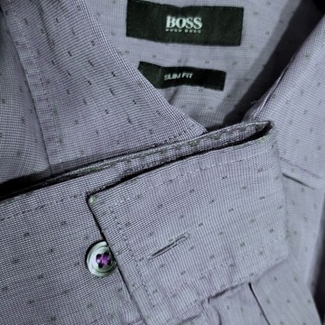 Koszula w kropki Hugo Boss granatowa slim fit M